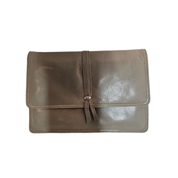 Vintage Koret Leather Crossbody/Clutch Bag Leather Lined Medium Rectangle Taupe - Picture 2 of 12